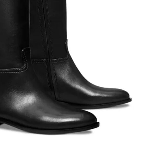 NWT TORY BURCH Double T Riding Black Leather Boots Size 7 $ 579.00 - Picture 2 of 12